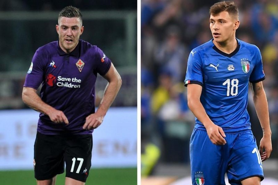 Jordan Veretout e Nicolò Barella, di LaPresse