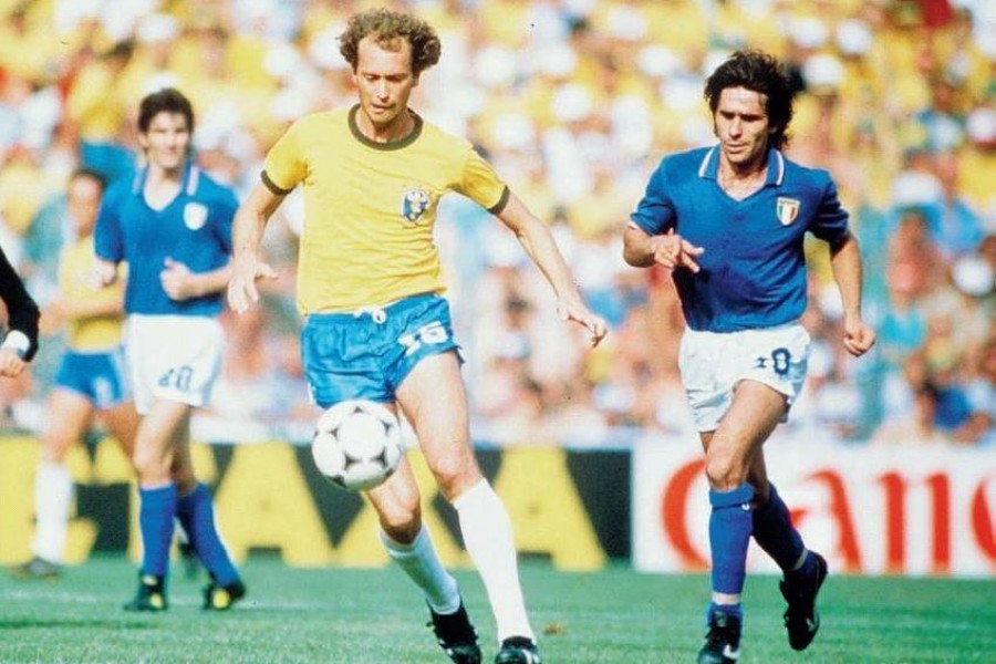 Falcao  e Bruno Conti in campo nella sfida del 5 luglio 1982