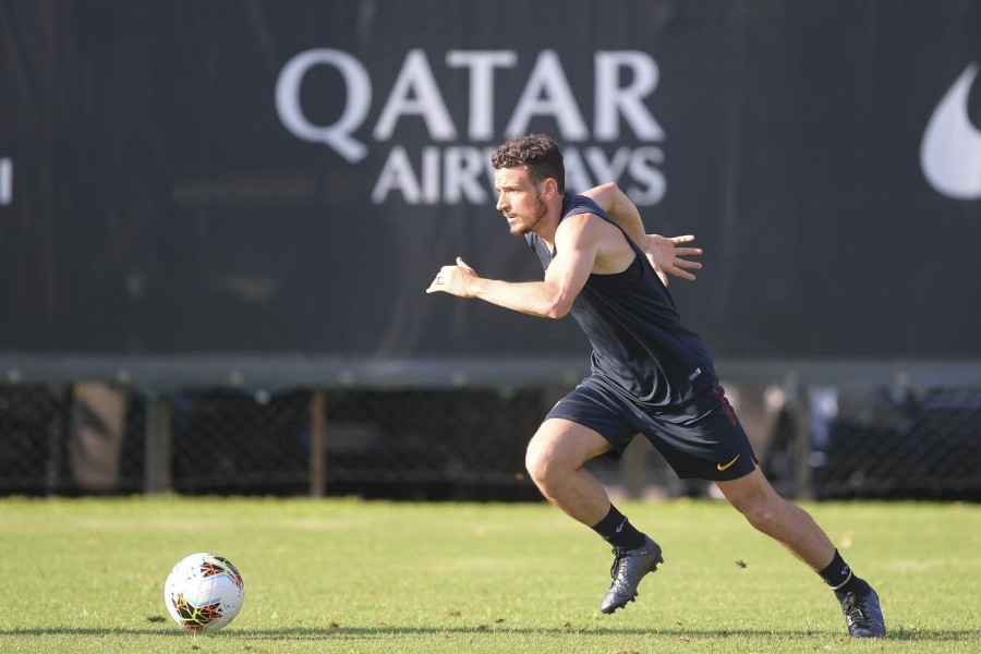 Alessandro Florenzi in allenamento nei primi giorni di ritiro, di LaPresse