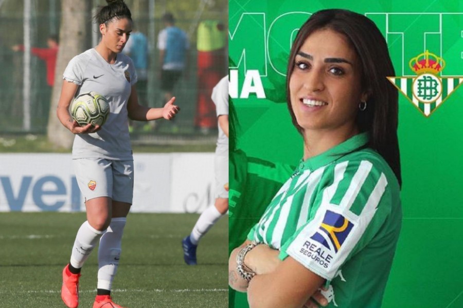 Martina Piemonte con la maglia della Roma e quella del Betis a destra, di LaPresse