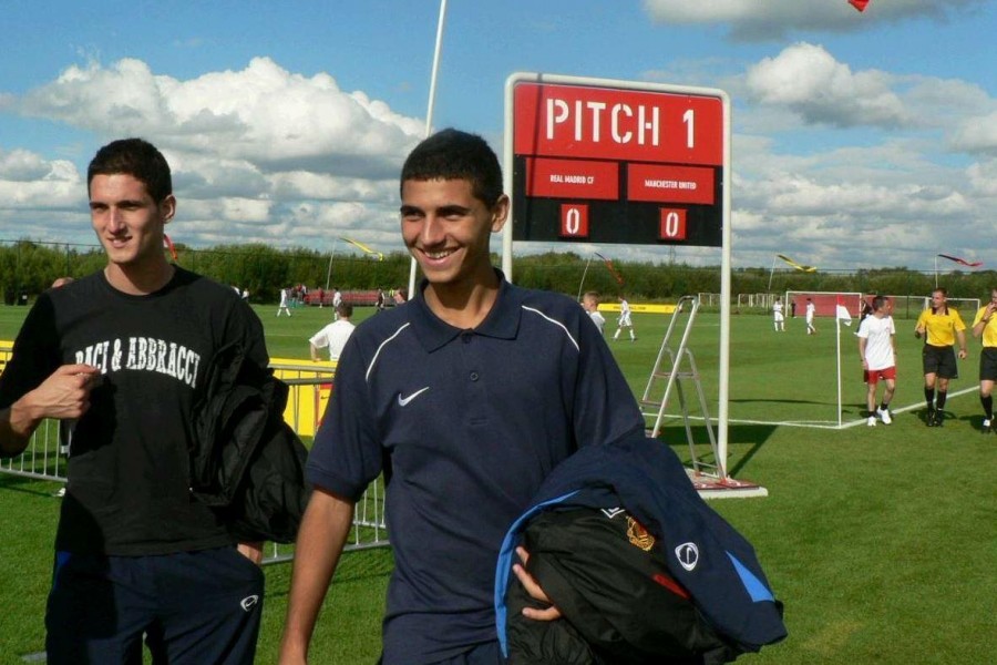 Davide Petrucci con Macheda all'arrivo allo United