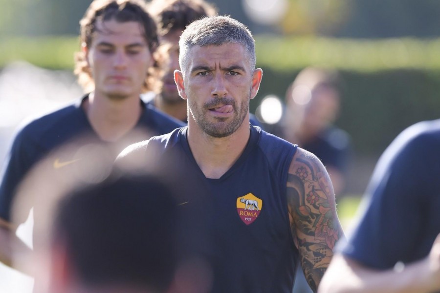 Aleksandar Kolarov nel ritiro della Roma a Trigoria, di LaPresse