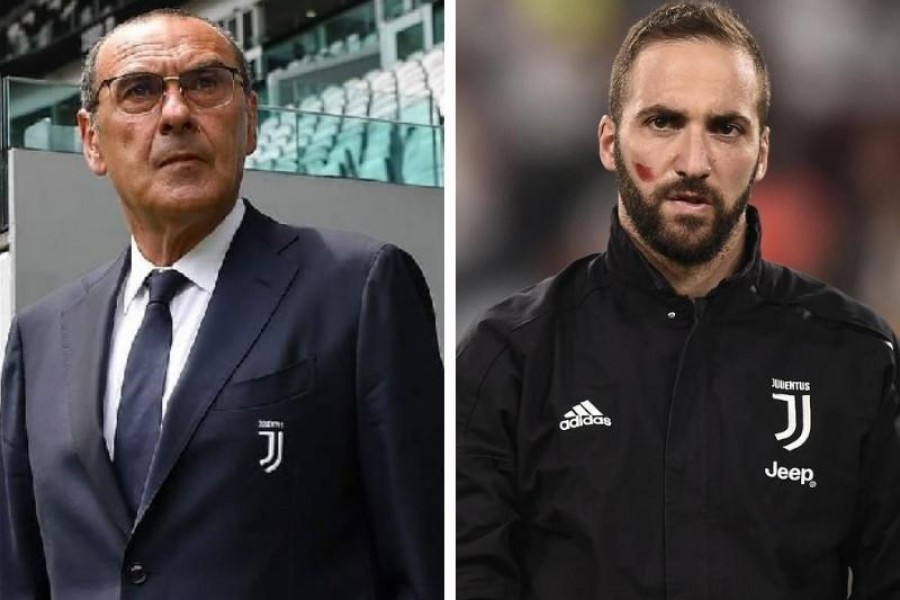 Maurizio Sarri e Gonzalo Higuain, di LaPresse