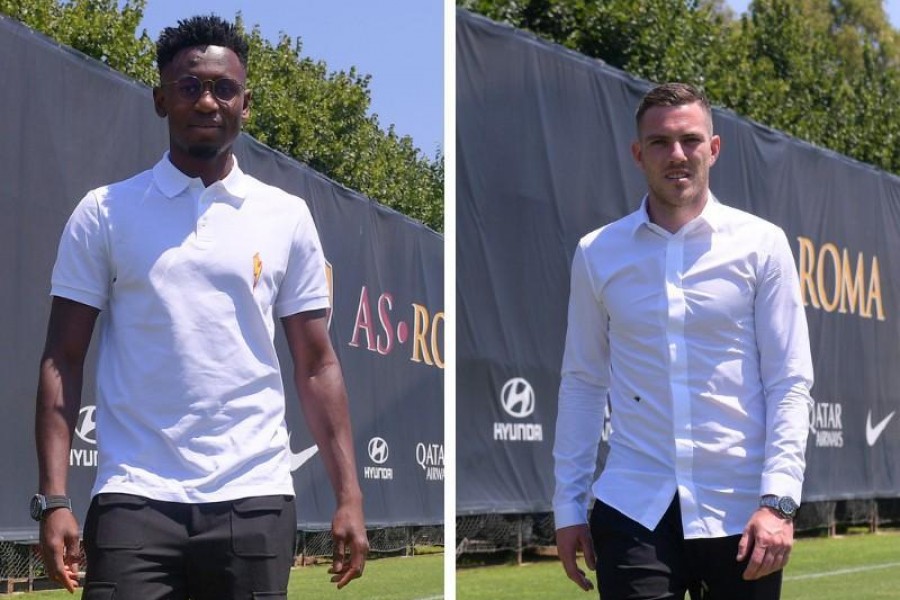 Amadou Diawara e Jordan Veretout a Trigoria, di LaPresse