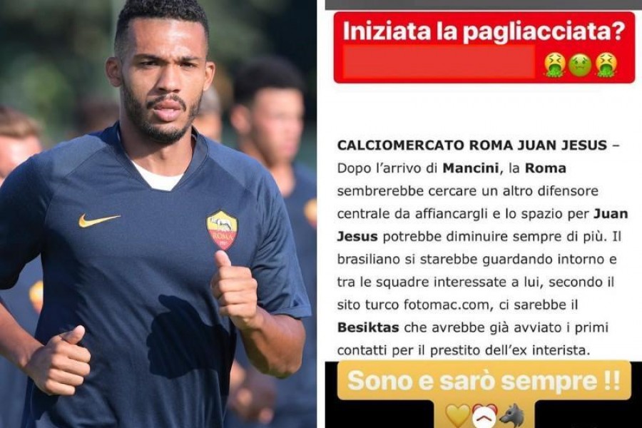 Juan Jesus e il messaggio apparso sul suo profilo social, di LaPresse