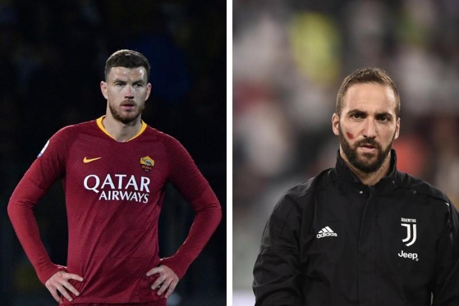 Edin Dzeko e Gonzalo Higuain, di LaPresse