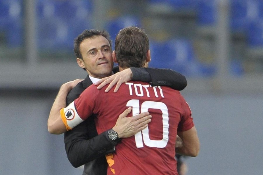 Francesco Totti e Luis Enrique ai tempi della Roma, di LaPresse