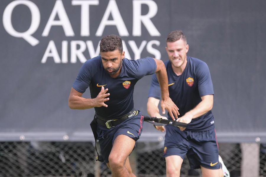 Gregoire Defrel in allenamento a Trigoria, di LaPresse