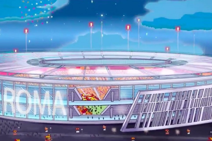 Lo stadio della Roma nel disegno di Tokidoki