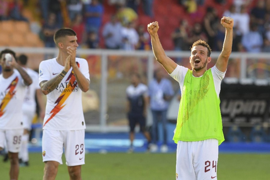 Alessandro Florenzi esulta dopo la vittoria sul Lecce, di LaPresse