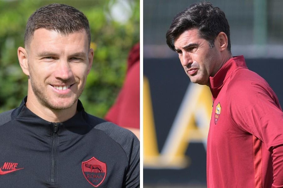 Edin Dzeko e Paulo Fonseca, di LaPresse