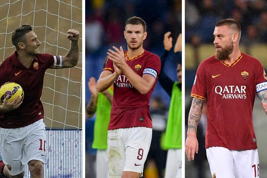 Francesco Totti, Edin Dzeko e Daniele De Rossi, di LaPresse