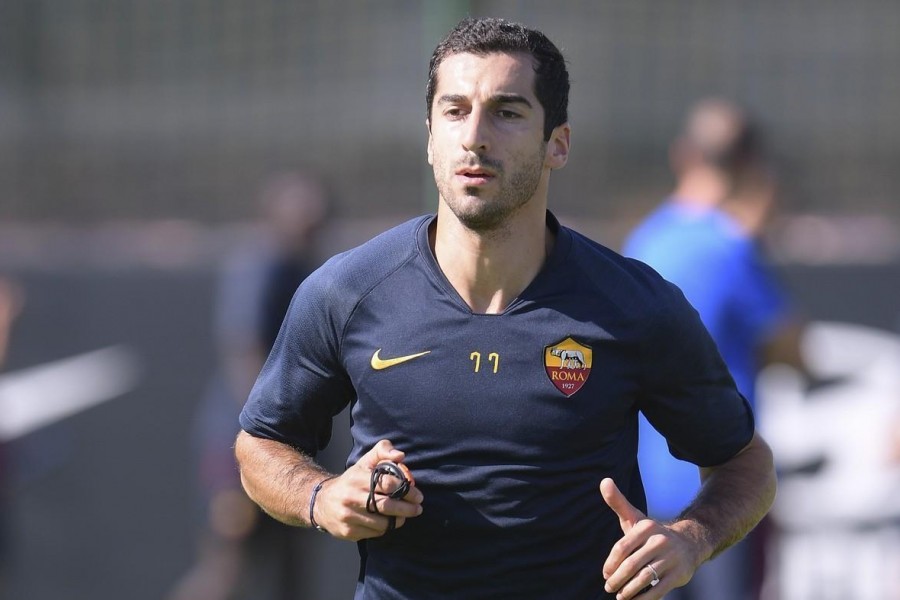 Mkhitaryan si allena a Trigoria, di LaPresse