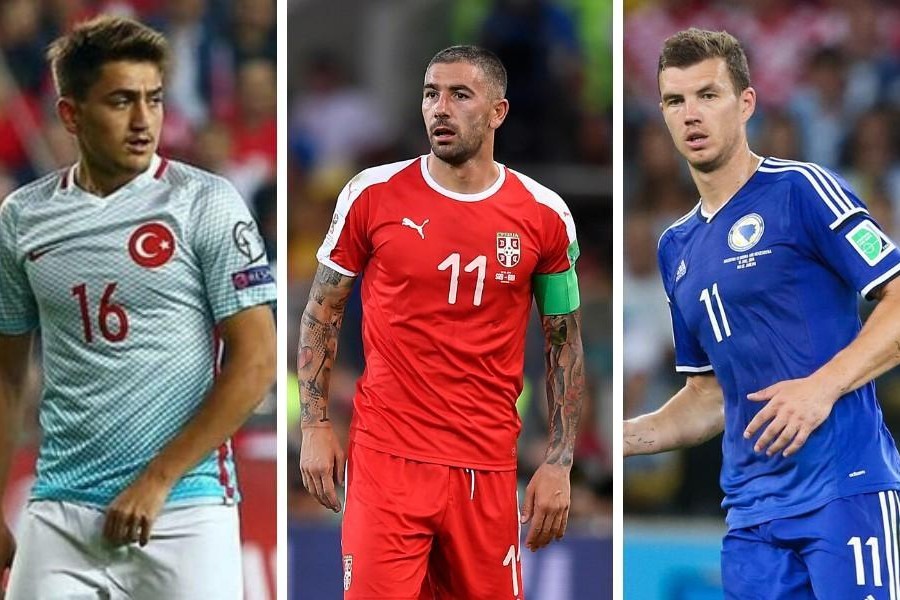 Cengiz Ünder, Aleksandar Kolarov e Edin Dzeko, di LaPresse