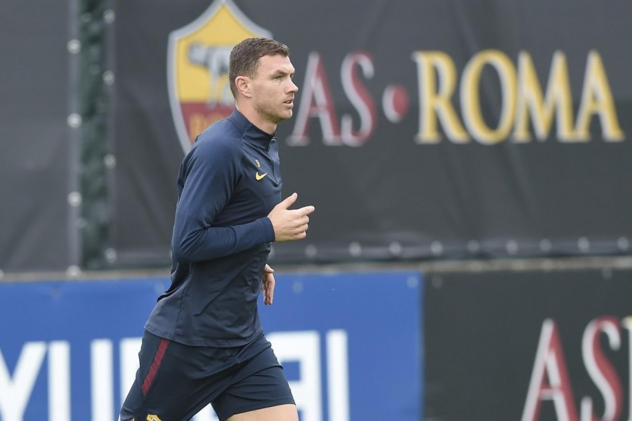 Dzeko in allenamento a Trigoria, di LaPresse