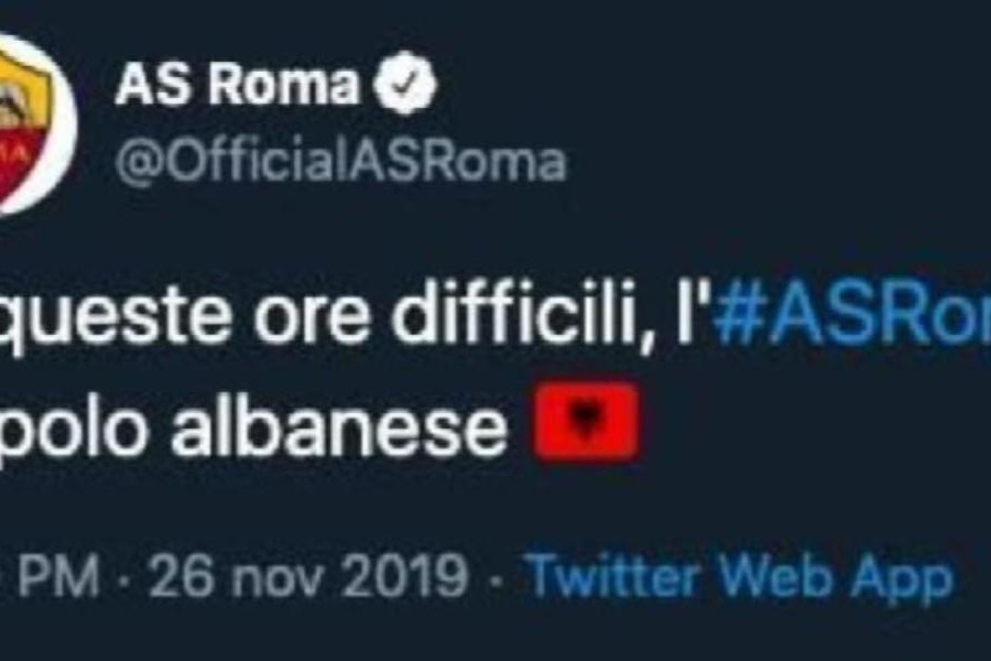 Il tweet della Roma