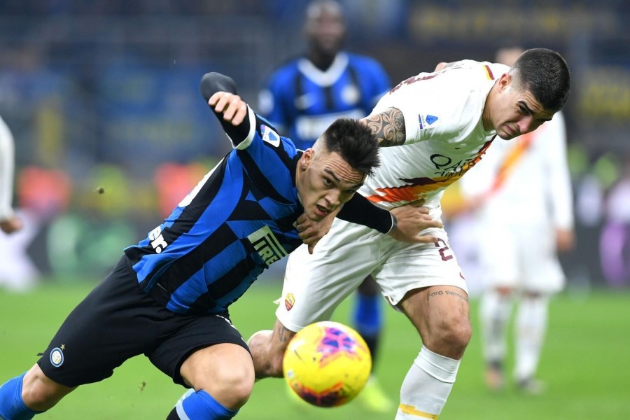 Mancini in azione durante Inter-Roma, di LaPresse