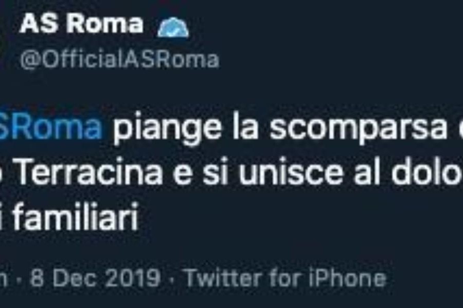 Il tweet della Roma