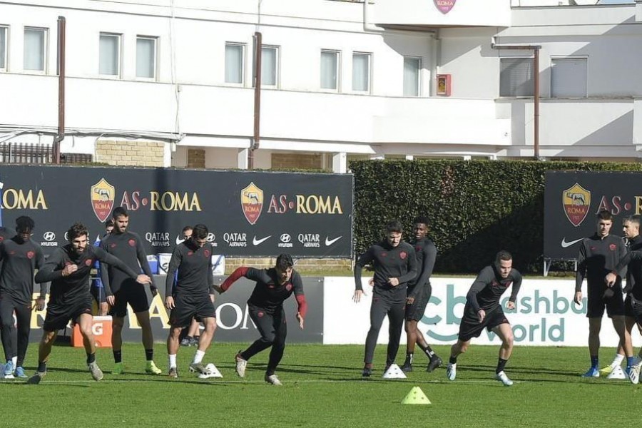 La rifinitura di ieri a Trigoria, di LaPresse