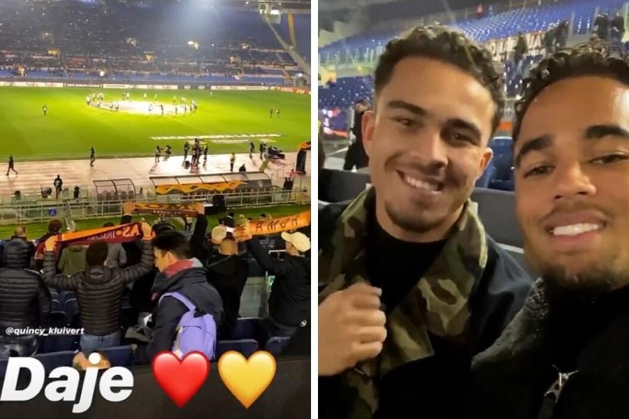 Justin Kluivert in compagnia del fratello per Roma-Wolfsberger