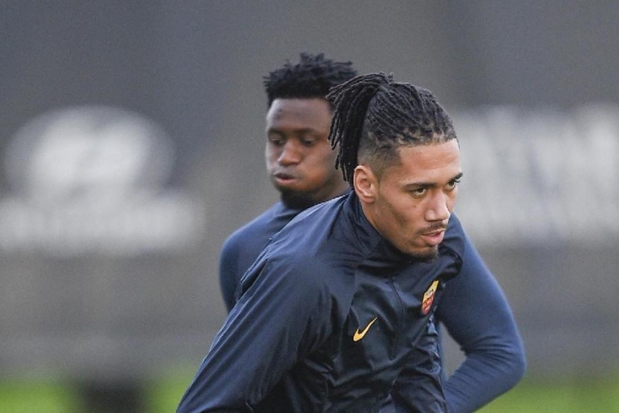 Smalling in allenamento a Trigoria, di LaPresse