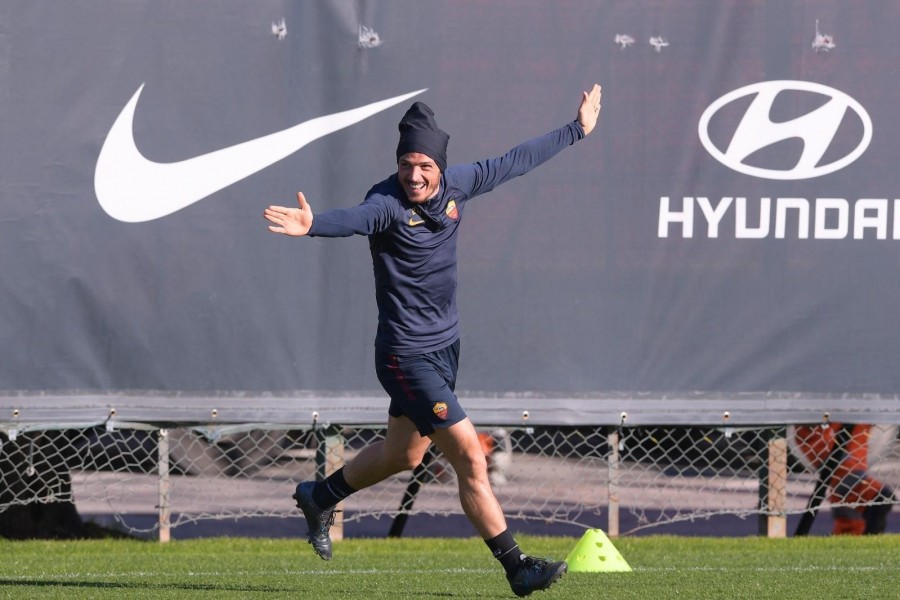 Alessandro Florenzi durante l'allenamento odierno, di LaPresse