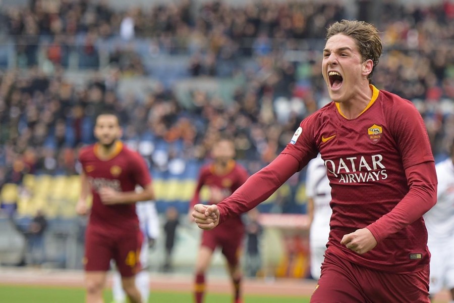 Zaniolo esulta dopo il gol segnato al Torino nella prima gara all'Olimpico del 2019, di LaPresse