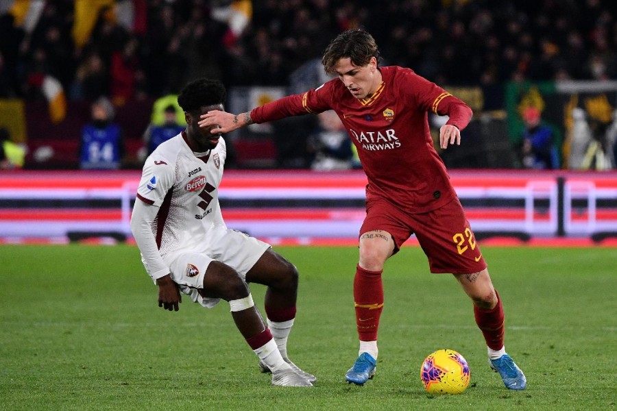 Nicolò Zaniolo in azione durante la gara, di LaPresse