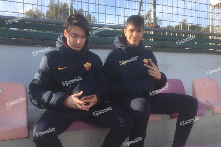 Jurgens (a sinistra) e Volpato (a destra) a Trigoria, per la gara dell'Under 17