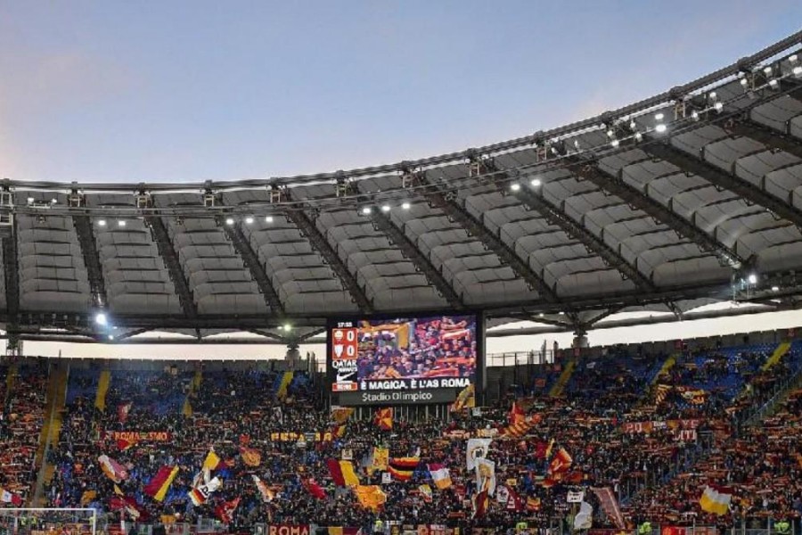 La Curva Sud durante Roma-Lecce 4-0 del 23 febbraio, di LaPresse