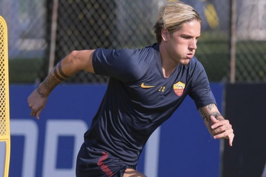 Zaniolo in allenamento a Trigoria, di LaPresse