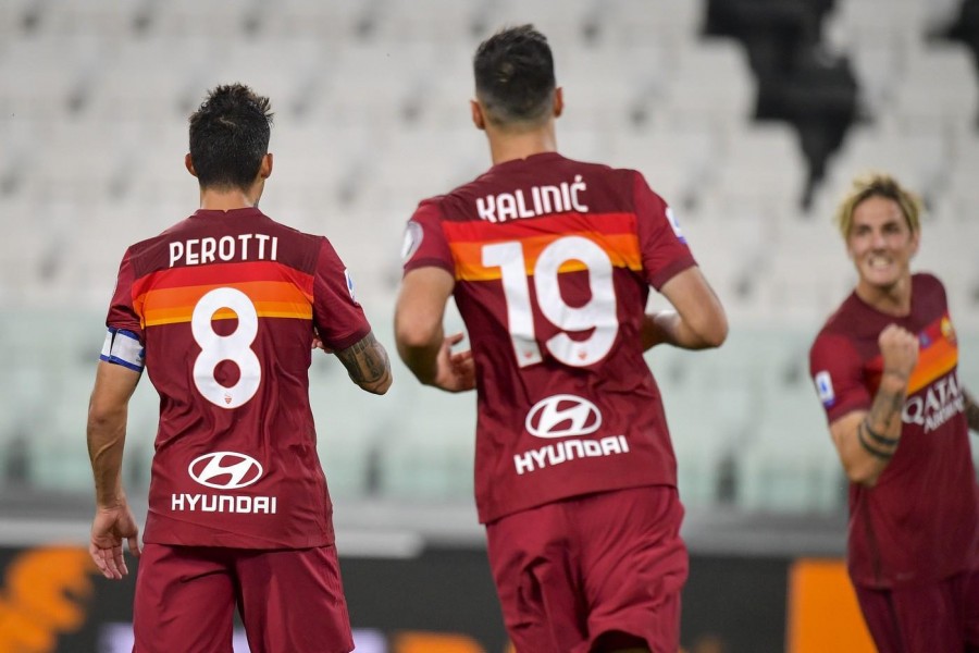 Perotti, Kalinic e Zaniolo festeggiano il gol dell'1-3, di LaPresse