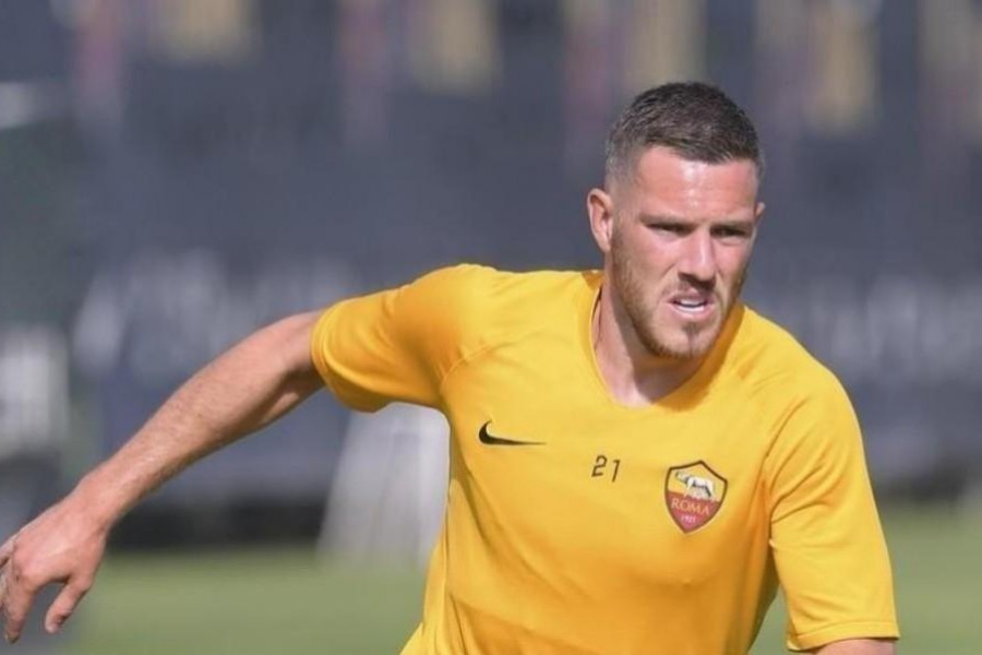 Jordan Veretout in allenamento a Trigoria, di LaPresse