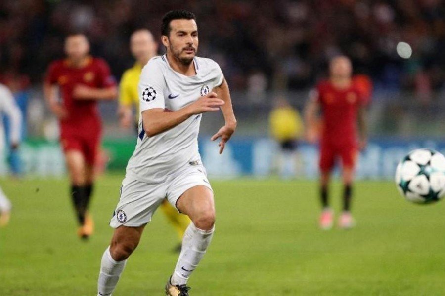 Pedro in campo col Chelsea contro la Roma in Champions League, di Mancini