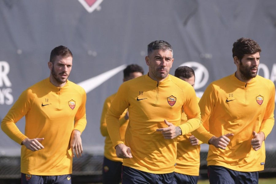 Santon, Kolarov e Fazio in allenamento, di LaPresse