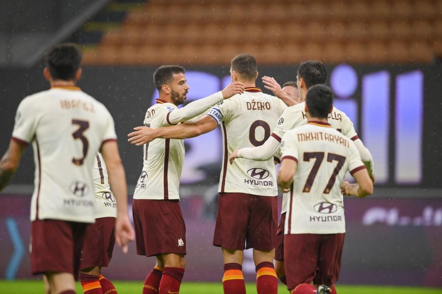 La squadra festeggia il gol dell'1-1, di LaPresse