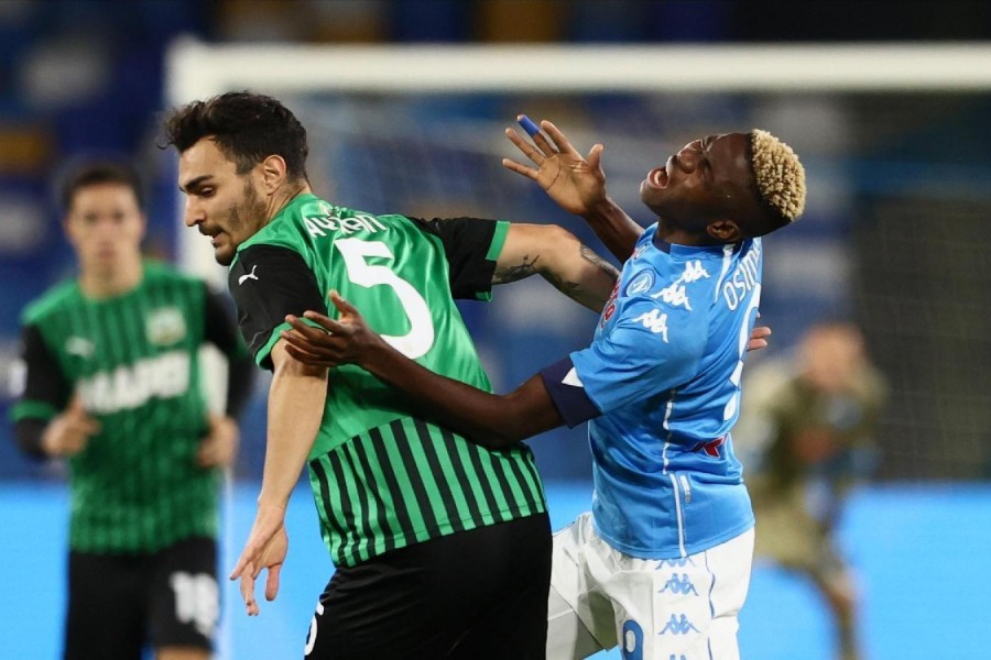 Osimhen nella gara contro il Sassuolo, di LaPresse