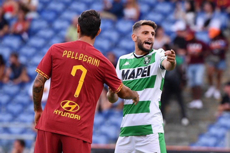 Berardi contro la Roma durante la sfida d'andata della stagione '19-'20, di LaPresse