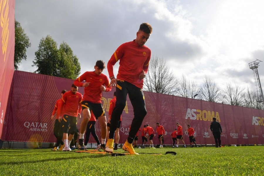 La squadra a Trigoria, di LaPresse