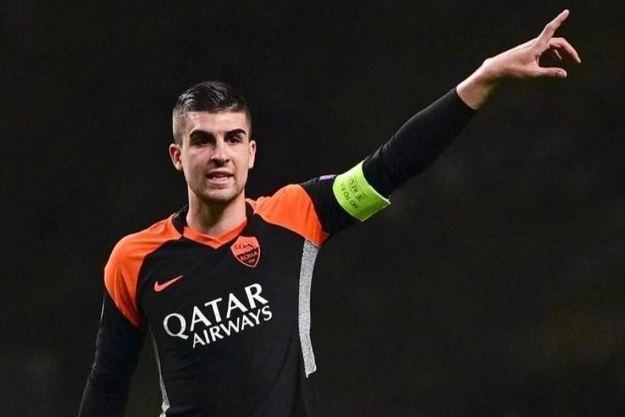 Gianluca Mancini in Braga-Roma, di LaPresse