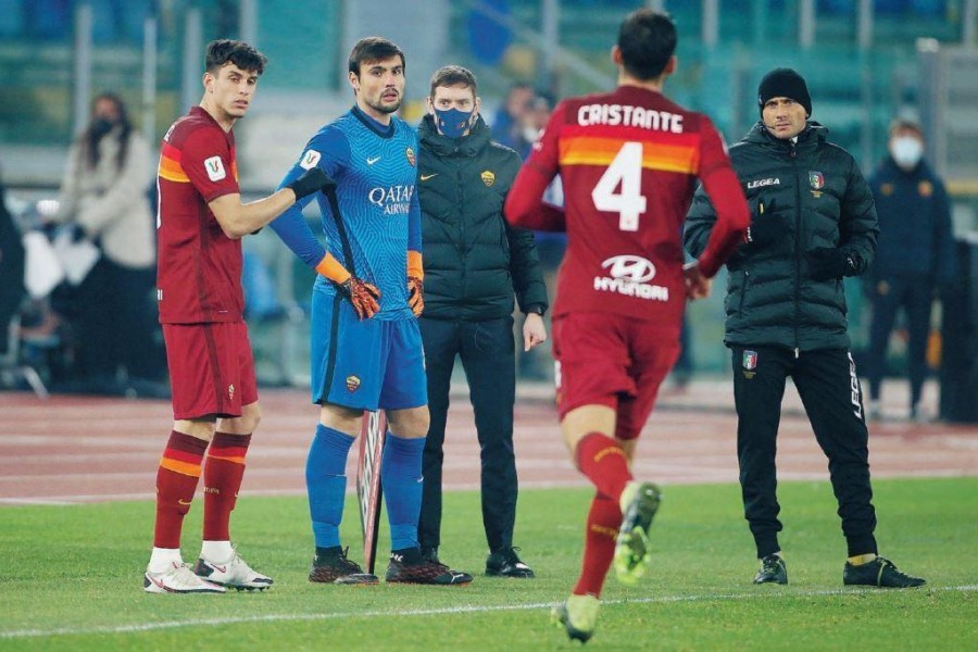 L’ingresso in campo di Daniel Fuzato in Coppa Italia, contro lo Spezia: oggi il portiere brasiliano giocherà da fuoriquota in Primavera, di Mancini