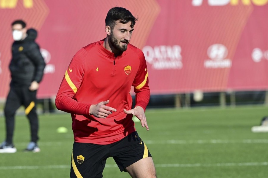 Bryan Cristante in allenamento a Trigoria, di LaPresse