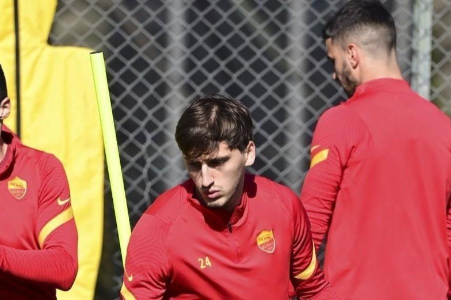 Marash Kumbulla in allenamento a Trigoria, di LaPresse