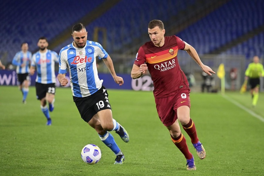 Edin Dzeko in Roma-Napoli, di LaPresse