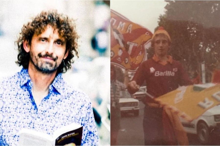 Filippo Roma, come lo conosciamo dalla tv e a 13 anni, il 15 maggio 1983 mentre celebra il secondo scudetto della Roma.