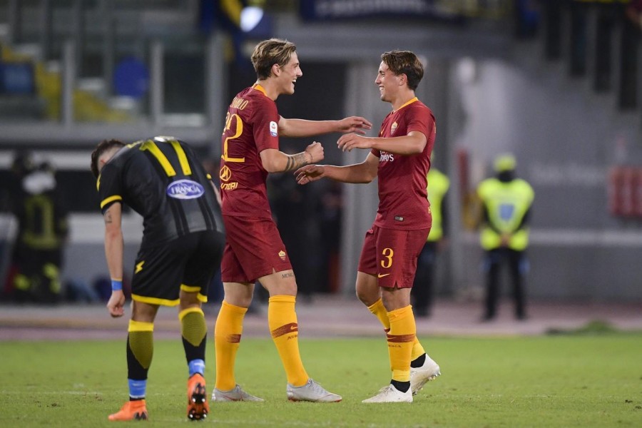 Nicolò Zaniolo e Luca Pellegrini. Entrambi hanno debuttato in Serie A contro il Frosinone, di LaPresse