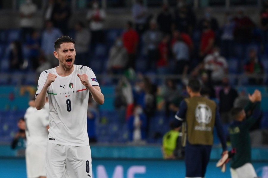 L'esultanza di Jorginho in Turchia-Italia 0-3, di LaPresse