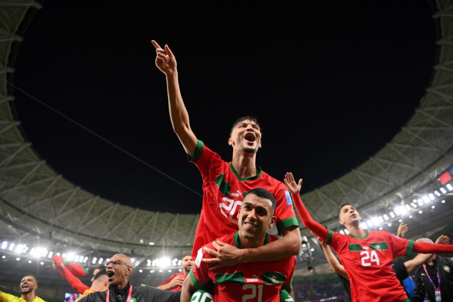 Il Marocco esulta dopo la vittoria col Portogallo