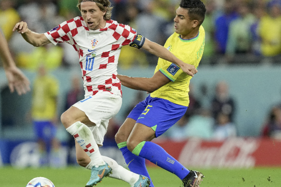 Modric con la maglia della Croazia contro il Brasile