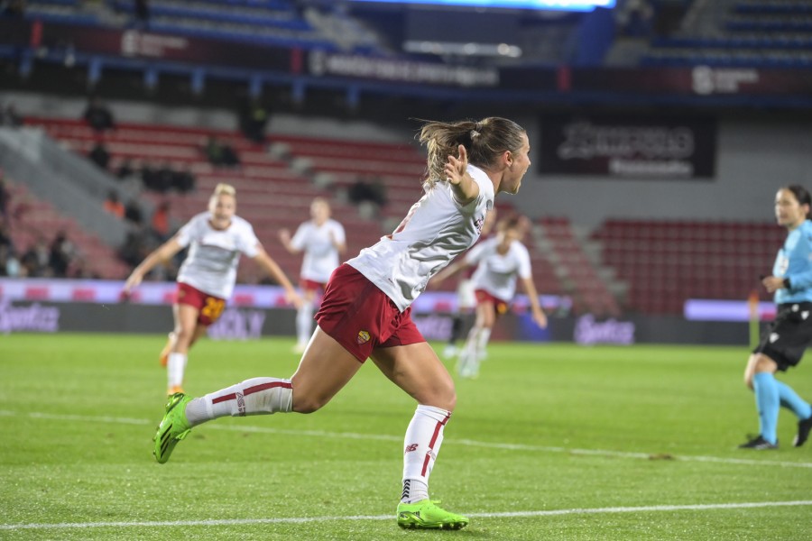 Emilie Haavi durante una partita della Roma Femminile